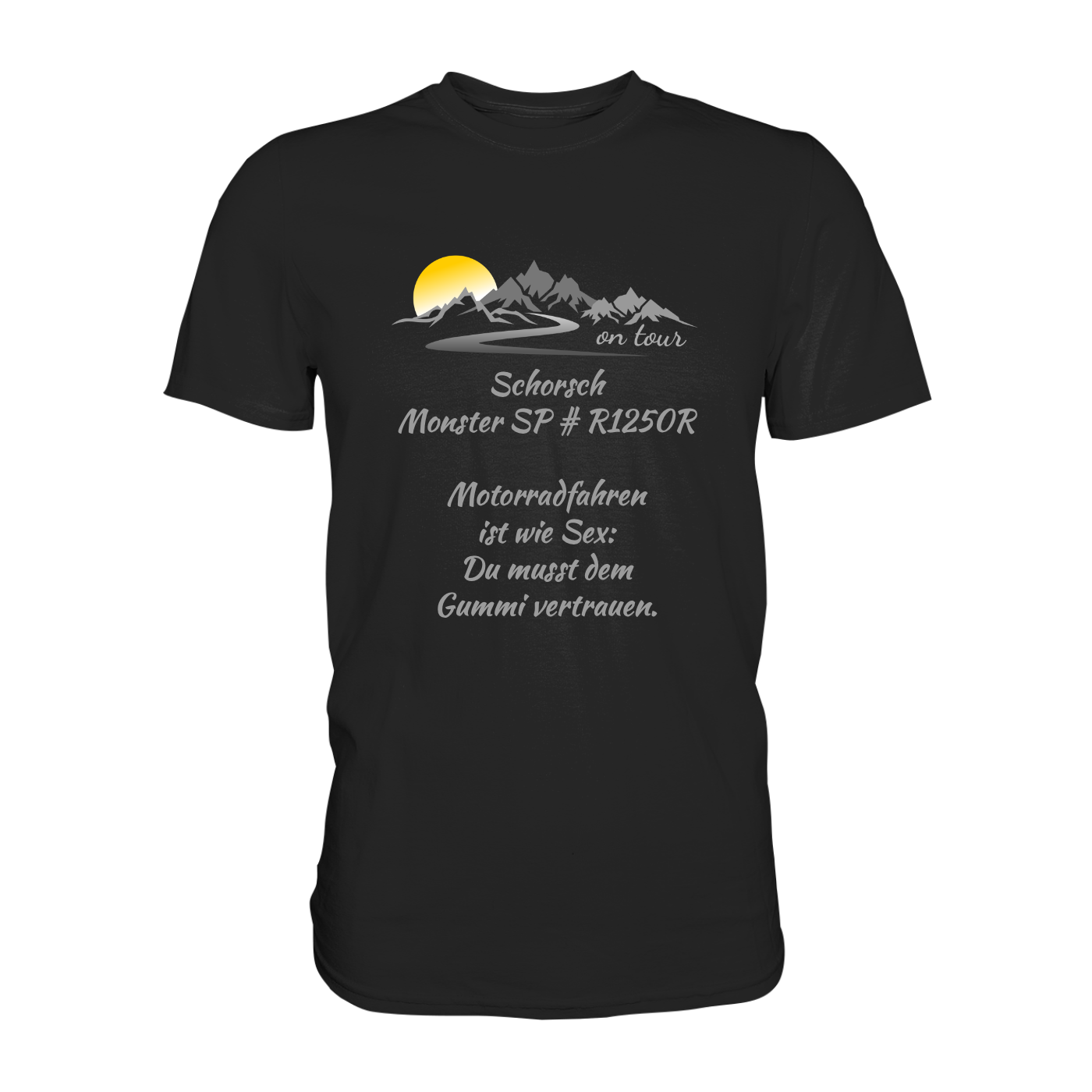 Personalisierbares Bikershirt mit Landschaft und Spruch "On-Tour" - Premium Shirt