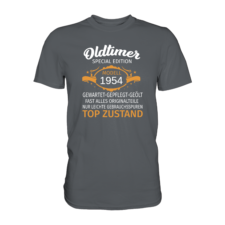 Personalisierbar - Oldtimer, gewartet, gepflegt, geölt - Premium unisex Shirt