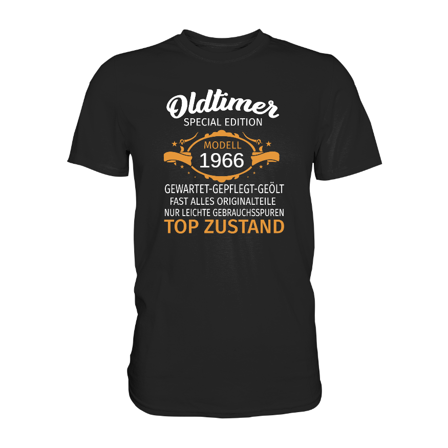 Personalisierbar - Oldtimer, gewartet, gepflegt, geölt - Premium unisex Shirt