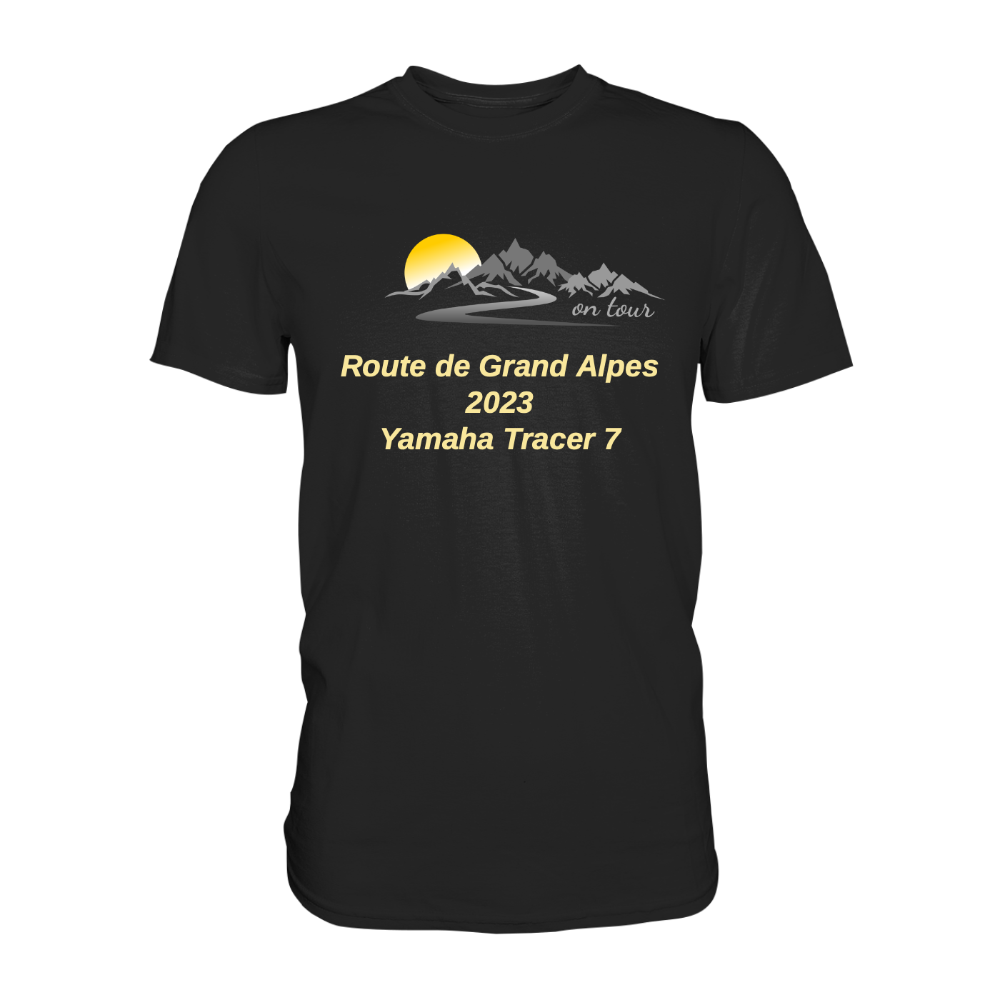 Personalisierbares Bikershirt mit Landschaft und Spruch "On-Tour" - Premium Shirt