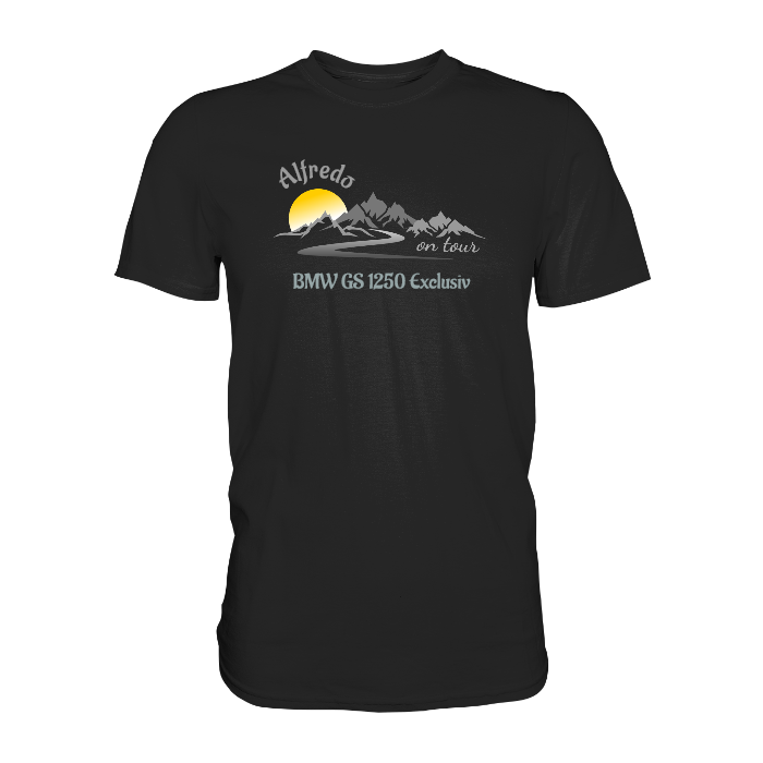 Personalisierbares Bikershirt mit Landschaft und Spruch "On-Tour" - Premium Shirt