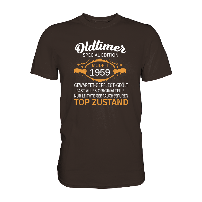 Personalisierbar - Oldtimer, gewartet, gepflegt, geölt - Premium unisex Shirt