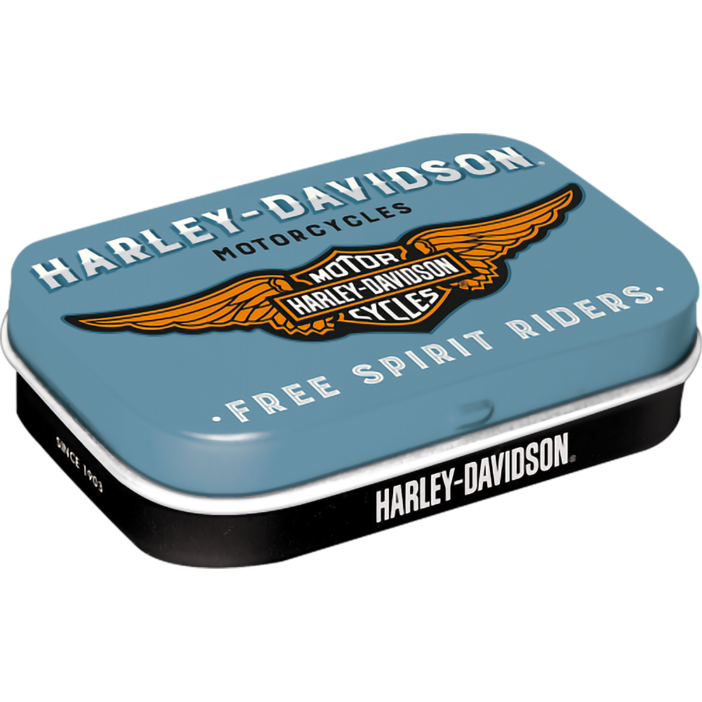 Pillendose - Harley Davidson (blue) mit Pfefferminz