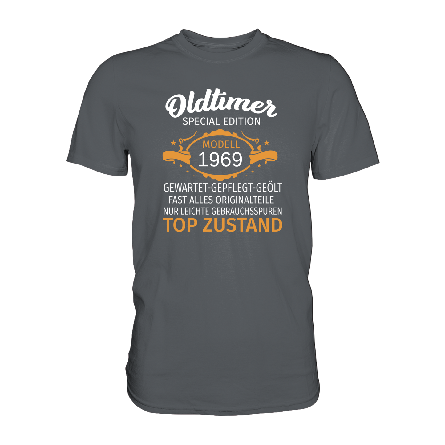 Personalisierbar - Oldtimer, gewartet, gepflegt, geölt - Premium unisex Shirt