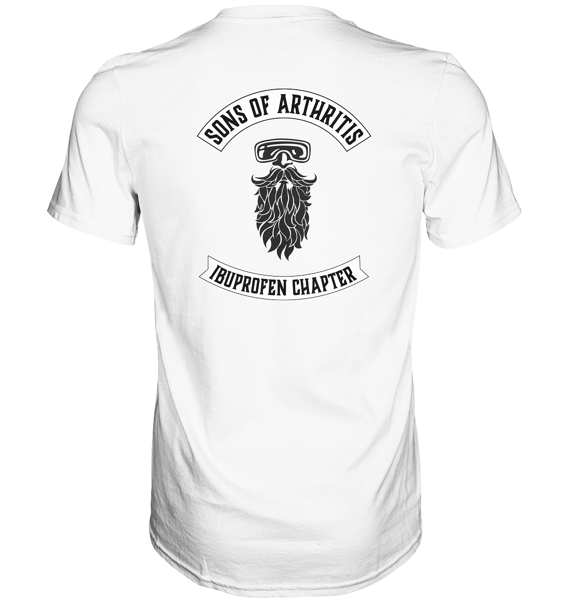 Sons of Arthritis - Ibuprofen Chapter Premium unisex shirt. Motiv Rückseite.