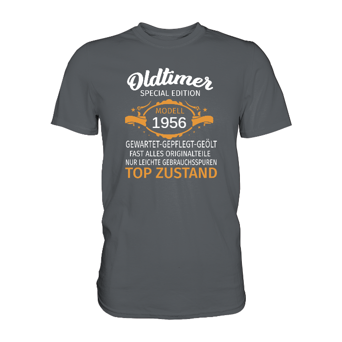 Personalisierbar - Oldtimer, gewartet, gepflegt, geölt - Premium unisex Shirt