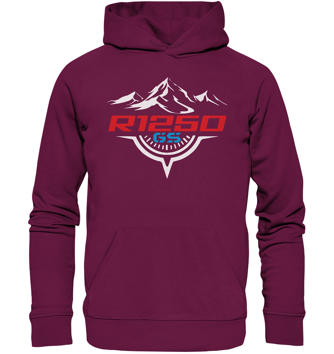 Motiv (vorne) R1250GS Berge und Kompass - Premium Unisex Hoodie