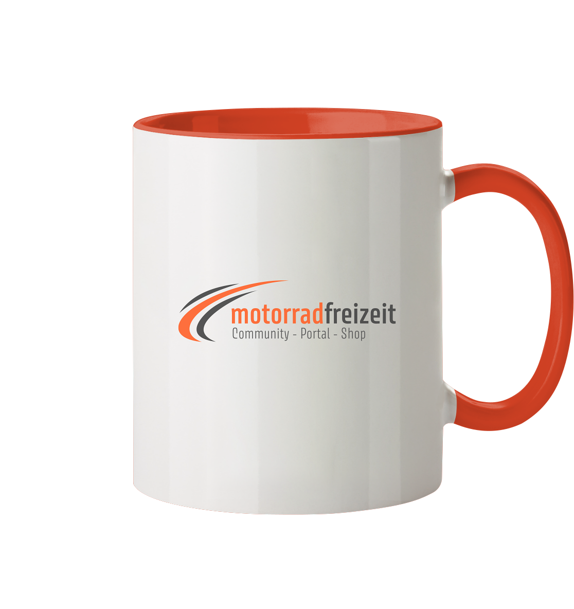 Tasse zweifarbig mit MotorradFreizeit Logo