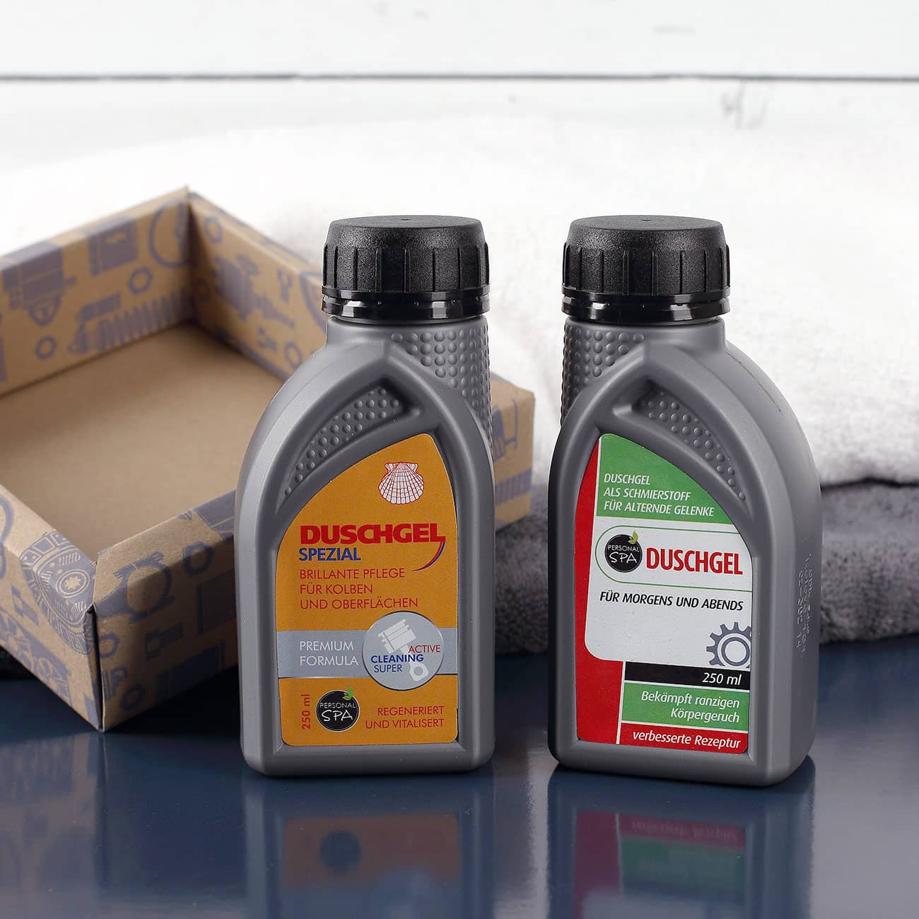 AKTION: Duschgel-Set im Motoröl-Design - das perfekte Geschenk. (zzgl. 5 kostenlose Helm-/Visierreiniger - pro Warenkorb)