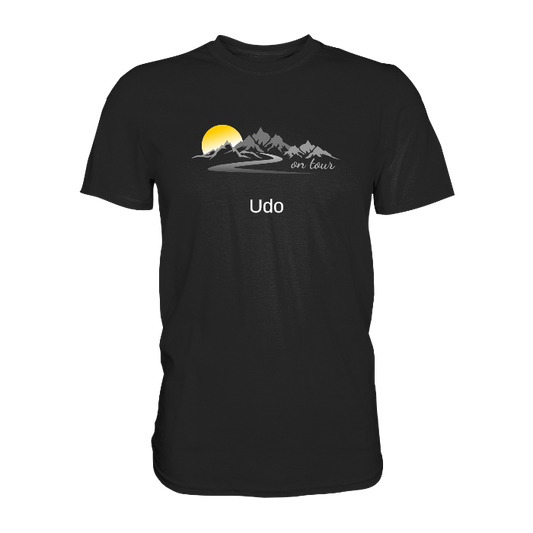 Personalisierbares Bikershirt mit Landschaft und Spruch "On-Tour" - Premium Shirt