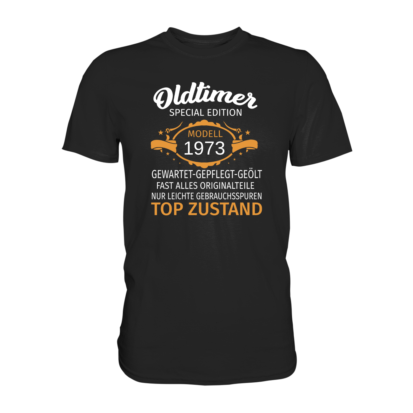 Personalisierbar - Oldtimer, gewartet, gepflegt, geölt - Premium unisex Shirt