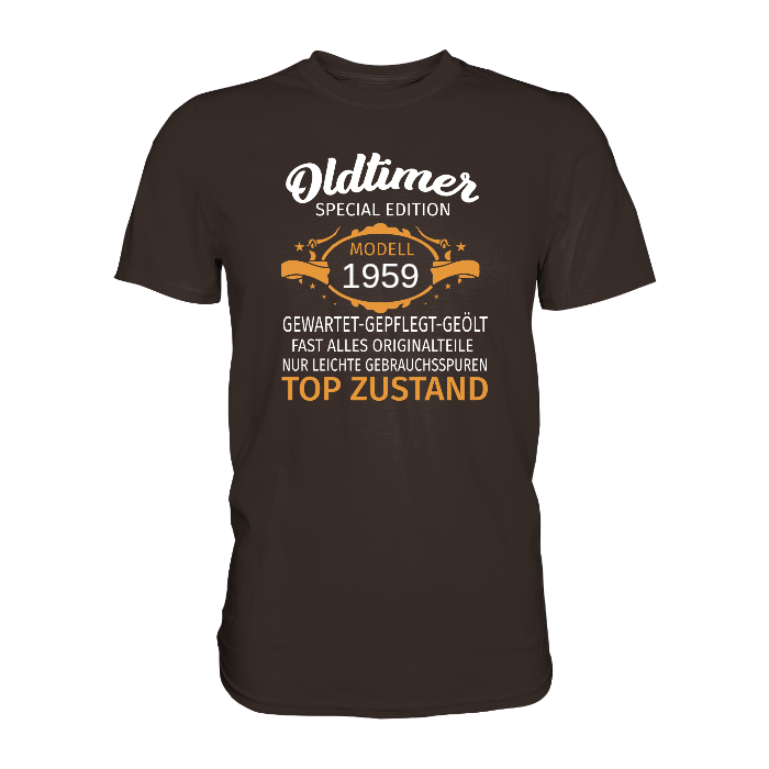 Personalisierbar - Oldtimer, gewartet, gepflegt, geölt - Premium unisex Shirt