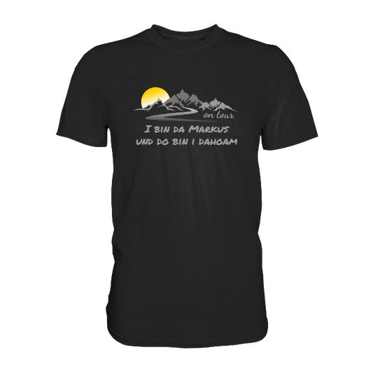 Personalisierbares Bikershirt mit Landschaft und Spruch "On-Tour" - Premium Shirt