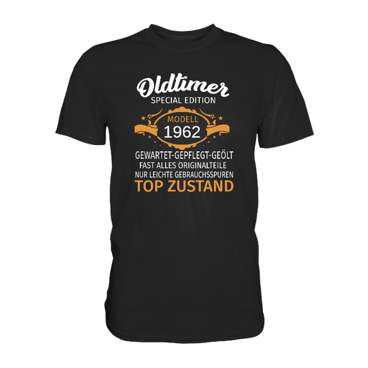 Personalisierbar - Oldtimer, gewartet, gepflegt, geölt - Premium unisex Shirt