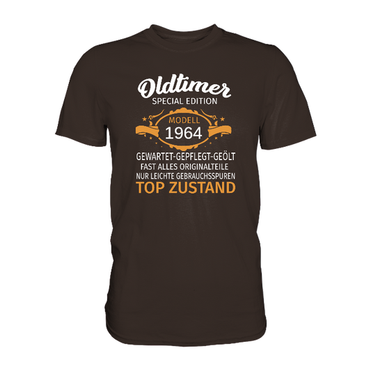 Personalisierbar - Oldtimer, gewartet, gepflegt, geölt - Premium unisex Shirt