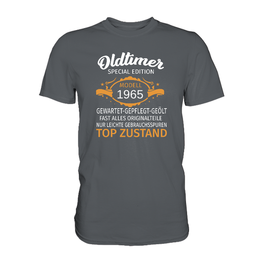 Personalisierbar - Oldtimer, gewartet, gepflegt, geölt - Premium unisex Shirt