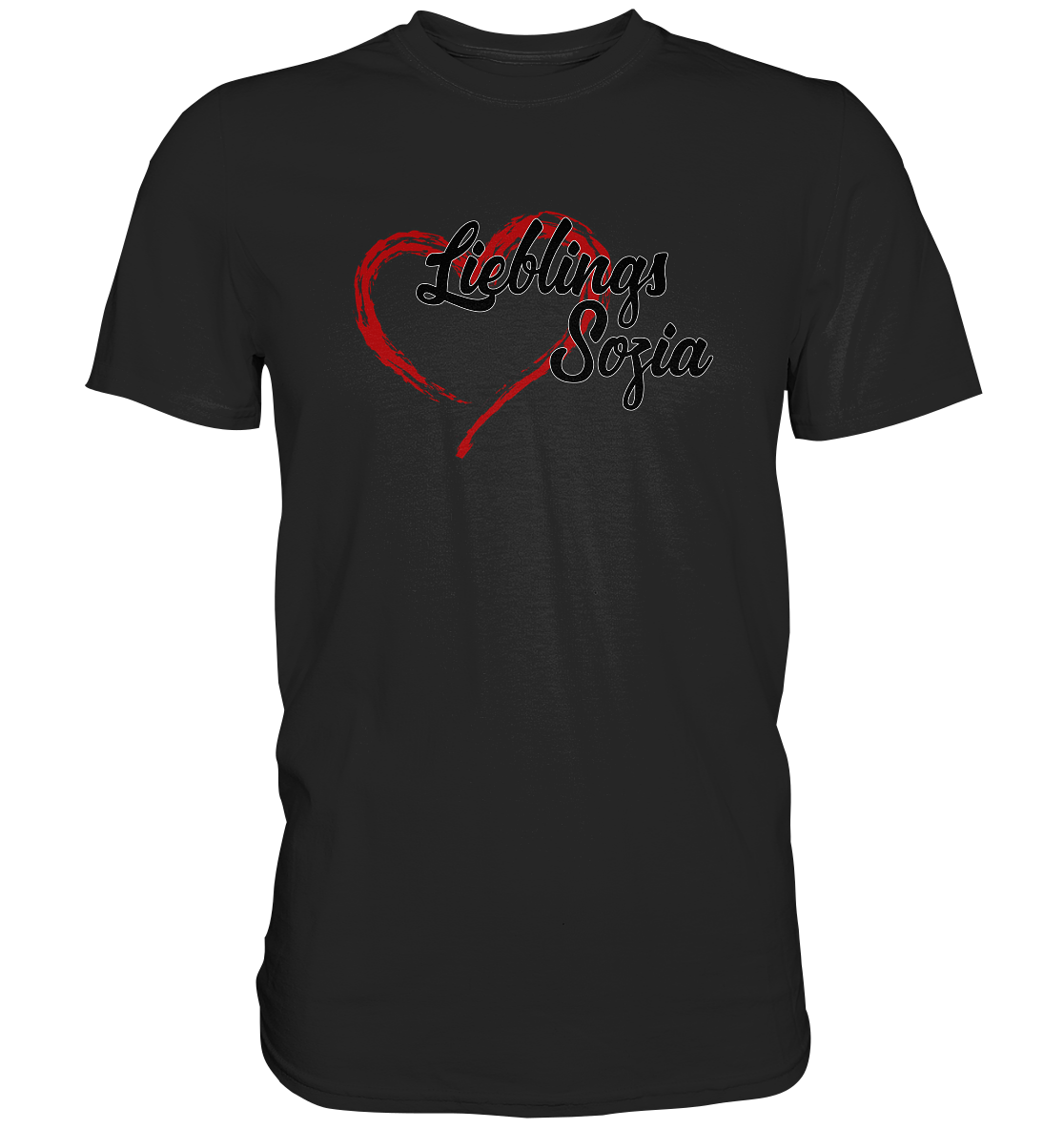 Stilisiertes Herz mit Pinselstrichen und Text "Lieblings Sozia"  - Premium Shirt