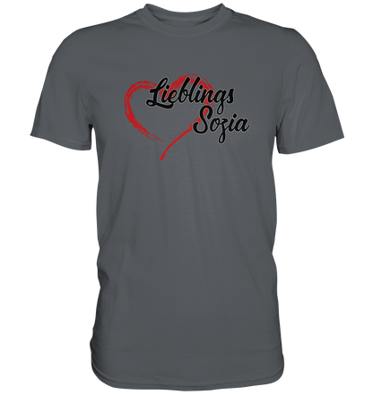 Stilisiertes Herz mit Pinselstrichen und Text "Lieblings Sozia"  - Premium Shirt