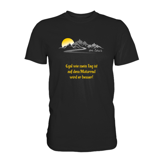 Personalisierbares Bikershirt mit Landschaft und Spruch "On-Tour" - Premium Shirt