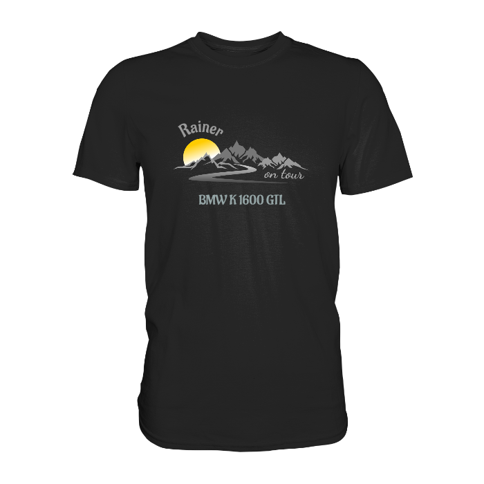 Personalisierbares Bikershirt mit Landschaft und Spruch "On-Tour" - Premium Shirt