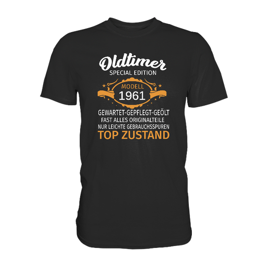 Personalisierbar - Oldtimer, gewartet, gepflegt, geölt - Premium unisex Shirt