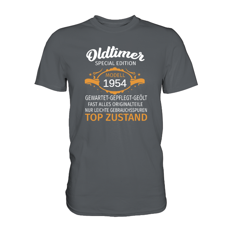 Personalisierbar - Oldtimer, gewartet, gepflegt, geölt - Premium unisex Shirt