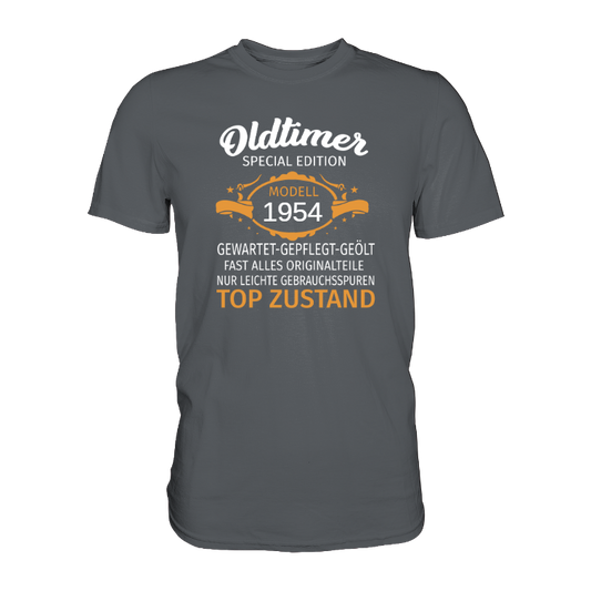 Personalisierbar - Oldtimer, gewartet, gepflegt, geölt - Premium unisex Shirt