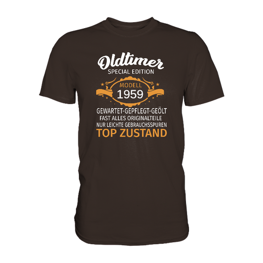 Personalisierbar - Oldtimer, gewartet, gepflegt, geölt - Premium unisex Shirt