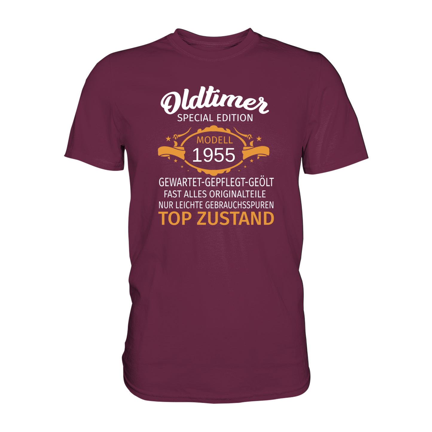 Personalisierbar - Oldtimer, gewartet, gepflegt, geölt - Premium unisex Shirt