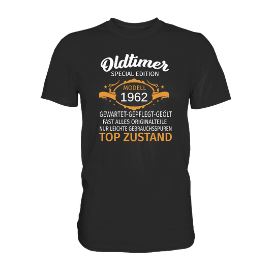 Personalisierbar - Oldtimer, gewartet, gepflegt, geölt - Premium unisex Shirt
