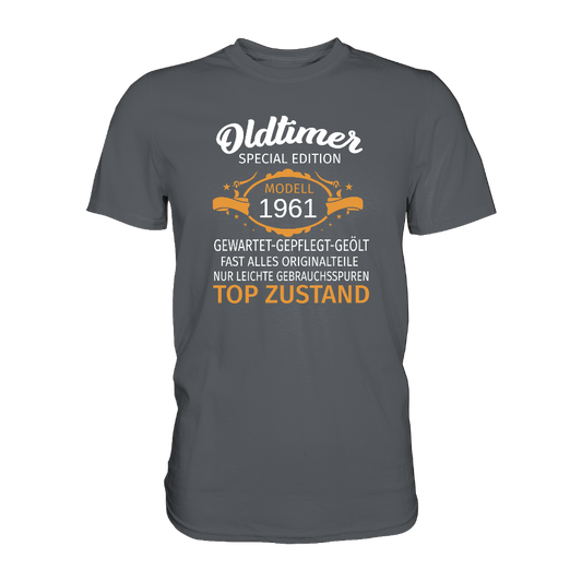 Personalisierbar - Oldtimer, gewartet, gepflegt, geölt - Premium unisex Shirt