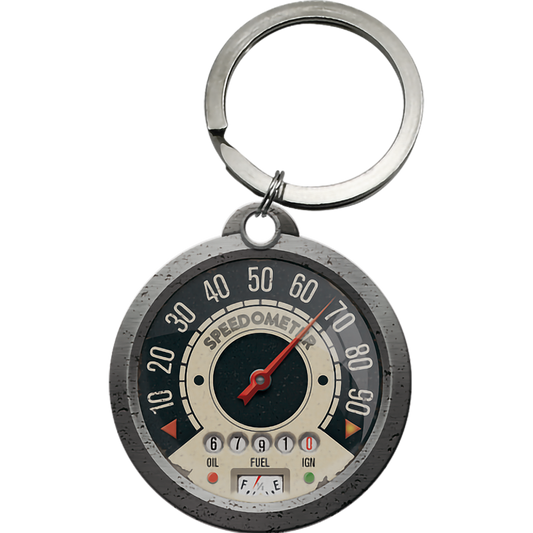 Schlüsselanhänger als nostalgischer Tachometer