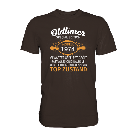 Personalisierbar - Oldtimer, gewartet, gepflegt, geölt - Premium unisex Shirt
