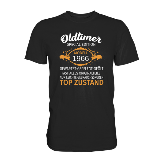 Personalisierbar - Oldtimer, gewartet, gepflegt, geölt - Premium unisex Shirt