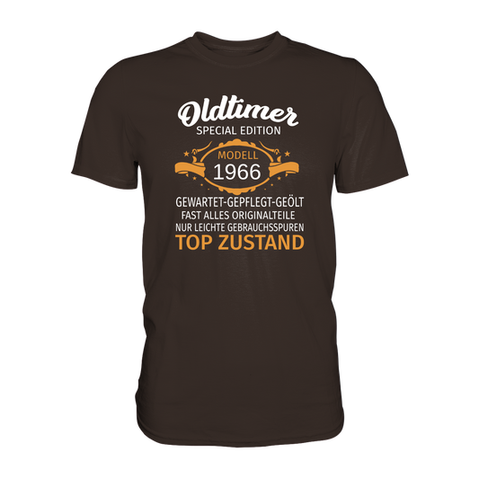 Personalisierbar - Oldtimer, gewartet, gepflegt, geölt - Premium unisex Shirt