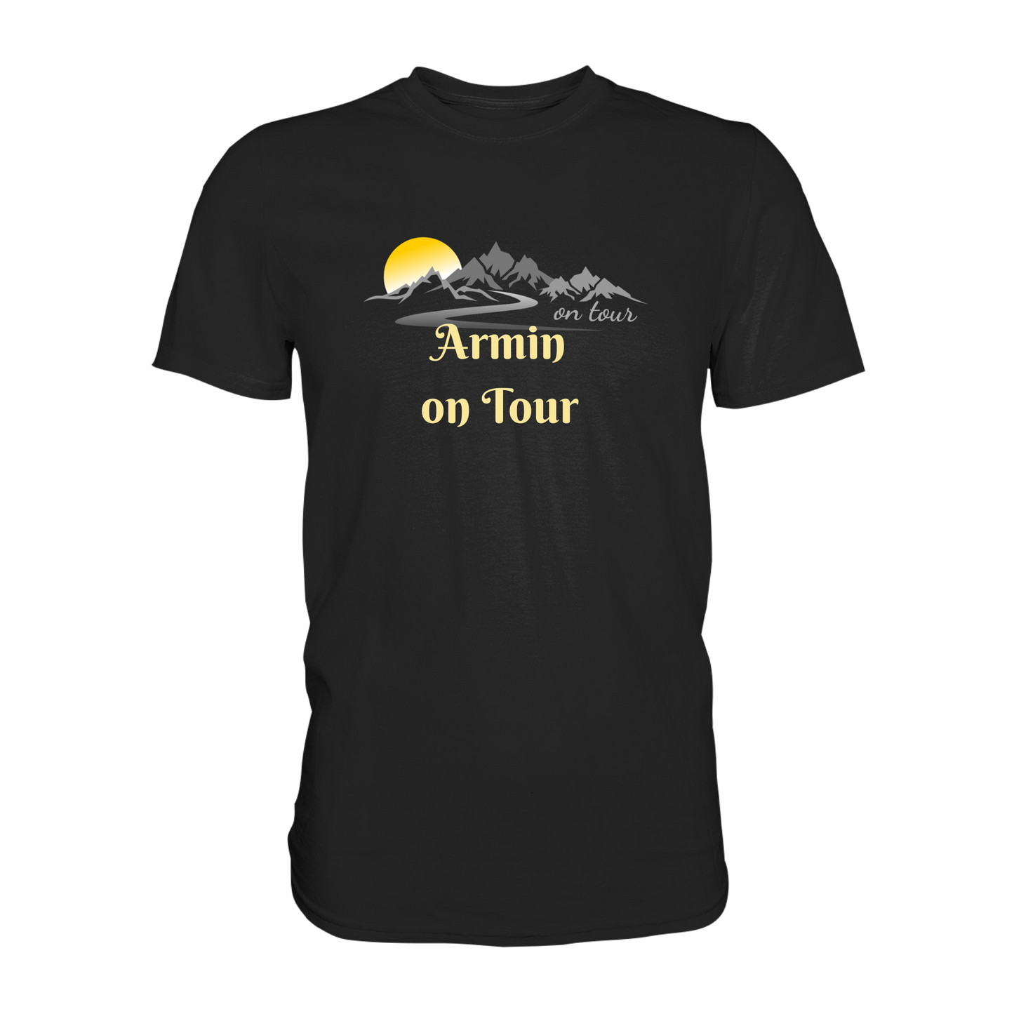 Personalisierbares Bikershirt mit Landschaft und Spruch "On-Tour" - Premium Shirt