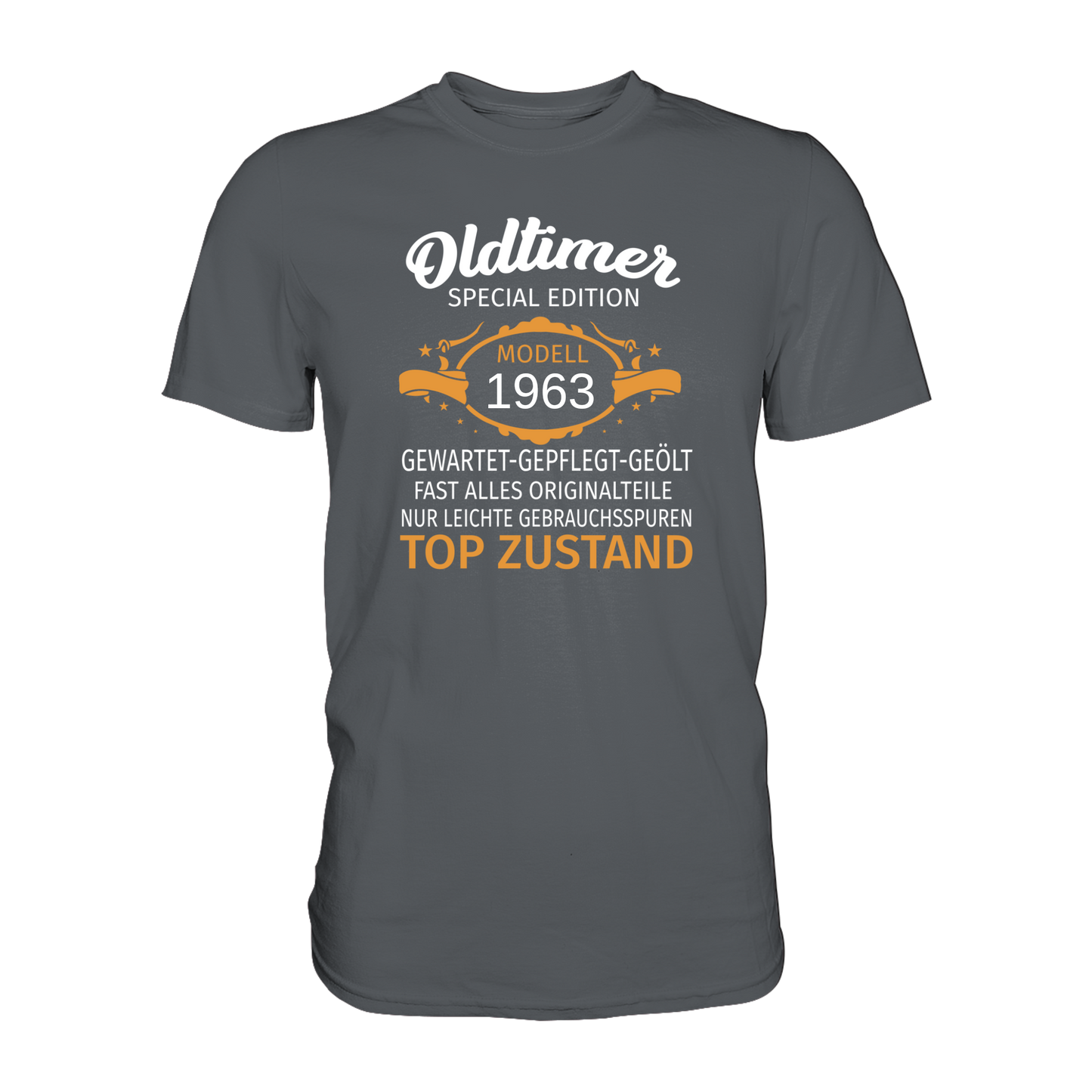 Personalisierbar - Oldtimer, gewartet, gepflegt, geölt - Premium unisex Shirt