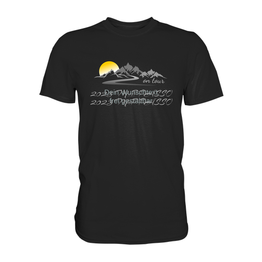 Personalisierbares Bikershirt mit Landschaft und Spruch "On-Tour" - Premium Shirt