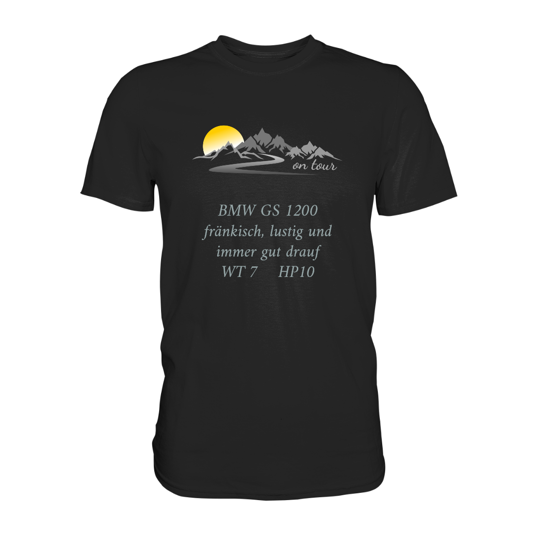 Personalisierbares Bikershirt mit Landschaft und Spruch "On-Tour" - Premium Shirt