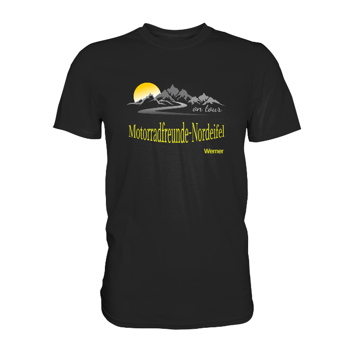 Personalisierbares Bikershirt mit Landschaft und Spruch "On-Tour" - Premium Shirt