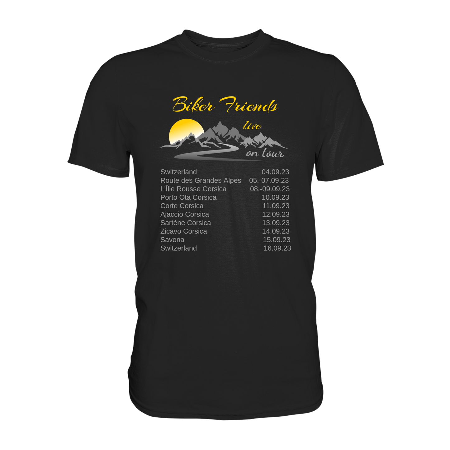 Personalisierbares Bikershirt mit Landschaft und Spruch "On-Tour" - Premium Shirt