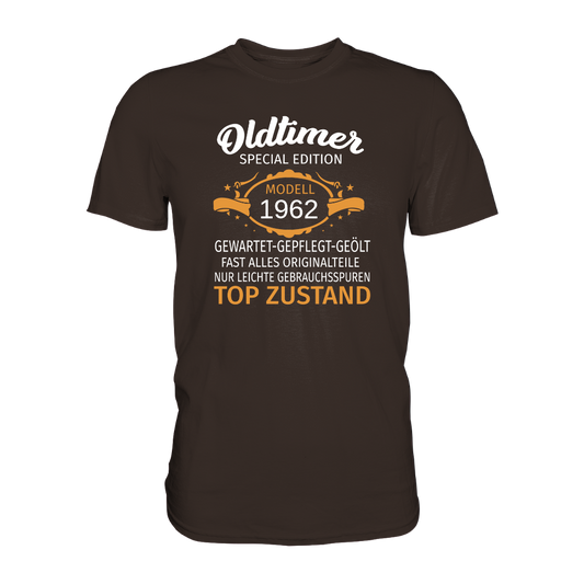 Personalisierbar - Oldtimer, gewartet, gepflegt, geölt - Premium unisex Shirt