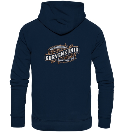 Kurvenkönig-Motorradfreizeit Hinten plakativ - Organic Basic Hoodie - mehrere Farben