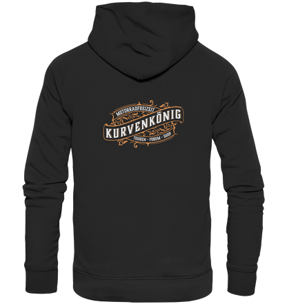 Kurvenkönig-Motorradfreizeit Hinten plakativ - Organic Basic Hoodie - mehrere Farben