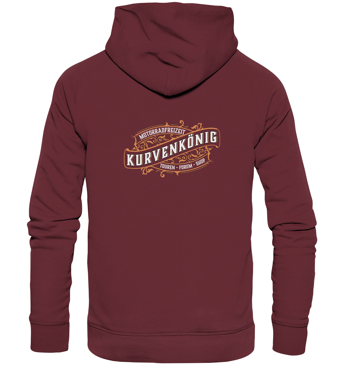Kurvenkönig-Motorradfreizeit Hinten plakativ - Organic Basic Hoodie - mehrere Farben