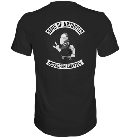 Sons of Arthritis - Ibuprofen Chapter Premium unisex shirt. Motiv Rückseite.