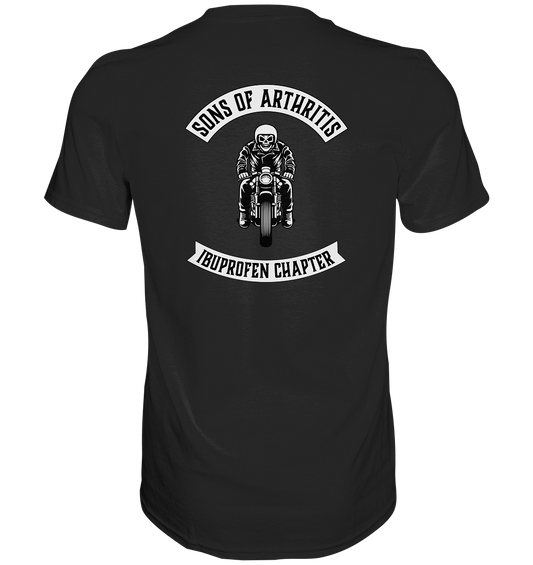 Sons of Arthritis - Ibuprofen Chapter Premium unisex shirt. Motiv Rückseite.