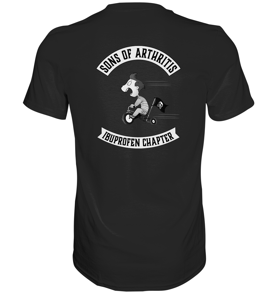 Sons of Arthritis - Ibuprofen Chapter Premium unisex shirt. Motiv Rückseite.