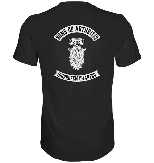 Sons of Arthritis - Ibuprofen Chapter Premium unisex shirt. Motiv Rückseite.