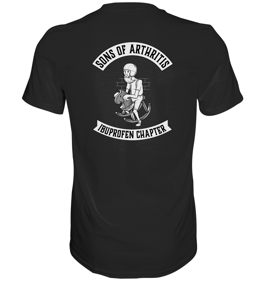 Sons of Arthritis - Ibuprofen Chapter Premium unisex shirt. Motiv Rückseite.